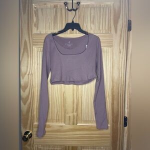 ADIDAS STUDIO LOUNGE RIBBED CROPPED LONG SLEEVE TEE